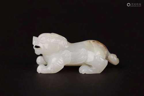 A CARVED WHITE JADE BEAST.WARRING STATES PERIOD