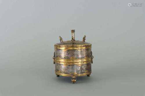 A GILT-BRONZE CENSER AND COVER.WARRING STATES PERIOD