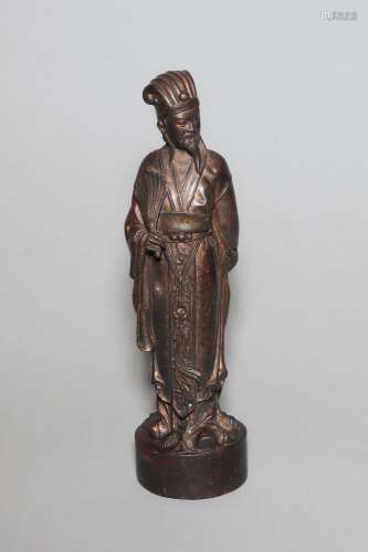 A BRONZE FIGURE OF KONGMING.MING DYNASTY