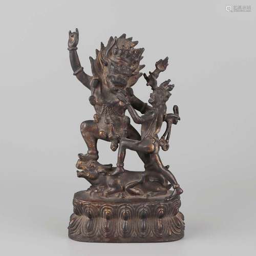 A BRONZE FIGURE OF YAMADHARMARJA.QING DYNASTY