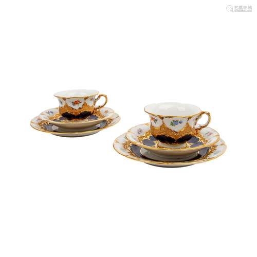 MEISSEN pair of 3-piece mocha covers 'B-shape', 2nd choice, ...