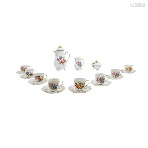 LUDWIGSBURG 19-piece mocha service for 8 persons 'flower bou...