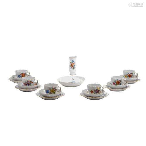 MEISSEN 20-piece coffee service 'Flower bouquet', 1st choice...