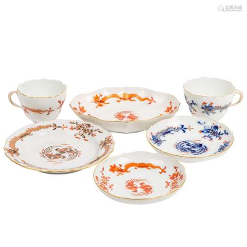 MEISSEN 6-piece set 'Rich court dragon', 1st choice, 20th c....