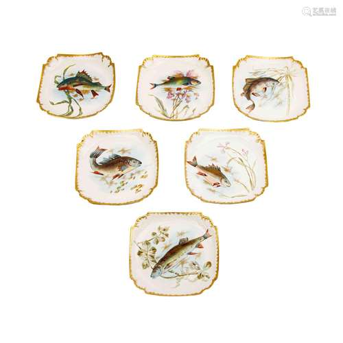 FRANZ ANTON MEHLEM, Bonn, 6 fish plates, after 1896.