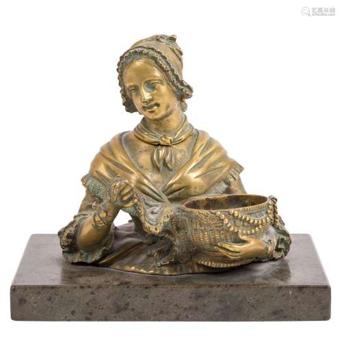 SCULPTURE/IN of the 19th century, figural bronze inkwell &qu...
