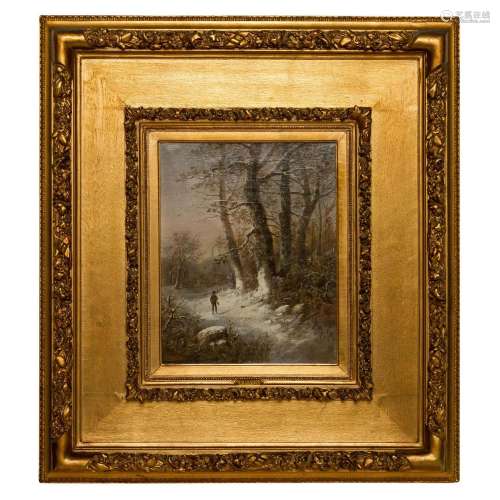 BOEHM, EDUARD (1830-1890), "Hunter in snowy forest"...