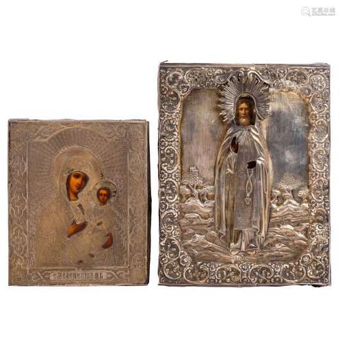 TWO ICONS "Seraphim of Sarov" and Mary with the Ch...