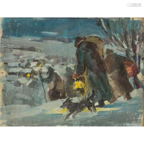 SCHOBER, PETER JAKOB (1897-1983), "Hiker with dogs in w...