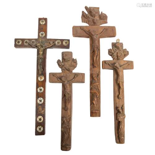 CONVOLUTE OF FOUR RELIQUARY CROSSES,