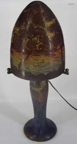 Emile Galle (1846-1904) Large Cameo Glass Lamp.