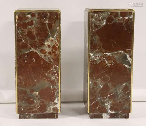 A Pair of Midcentury Style Brass Mounted Marble