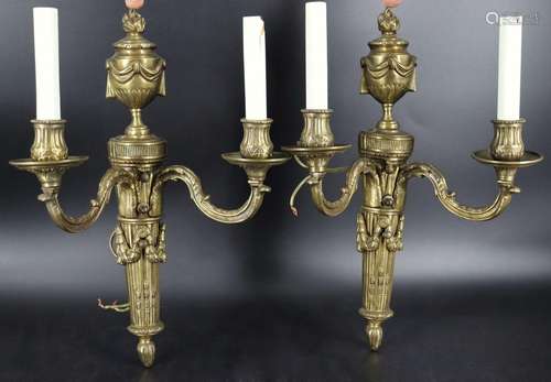 A  Pr of Two Light Caldwell Quality Bronze Sconces