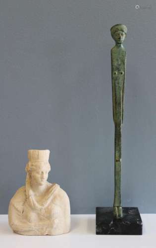 Hellenistic Terracotta Bust & Egyptian Faience
