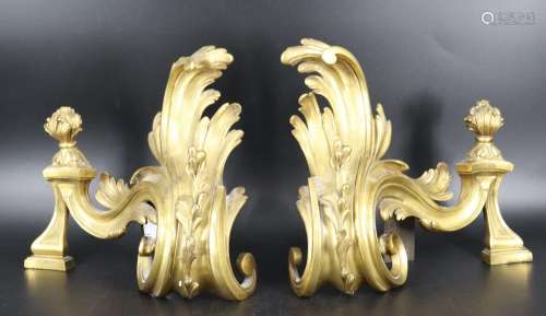 A Pair of Antique Bronze Chenet / Fire Dogs