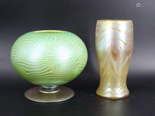 Loetz Vase Together With A Loetz (Attrib) Vase.