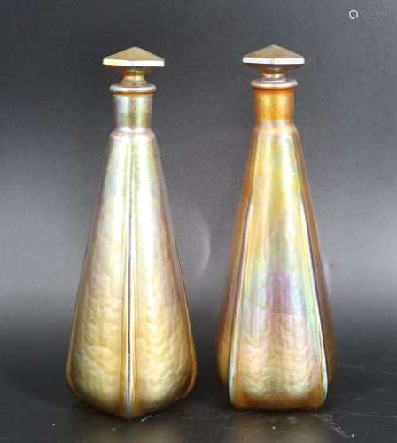 A Pair of "Melba" Lidded Scent Bottles.