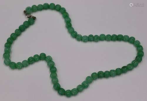 JEWELRY. Chinese Carved Jade Beaded Necklace.