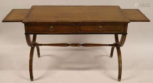 Vintage Tomlinson Cross Banded Desk W / Pull Outs