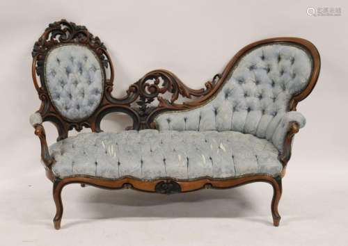 Victorian Rococo Carved Hump Back Sofa.