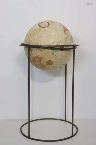 Midcentury Paul McCobb Globe on Brass Stand.