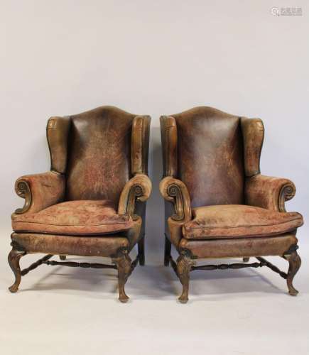 A Vintage & Quality Pair of Leather Upholstered