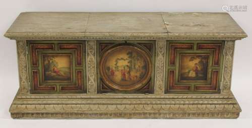 Antique Trunk with Hand Painted Panels.