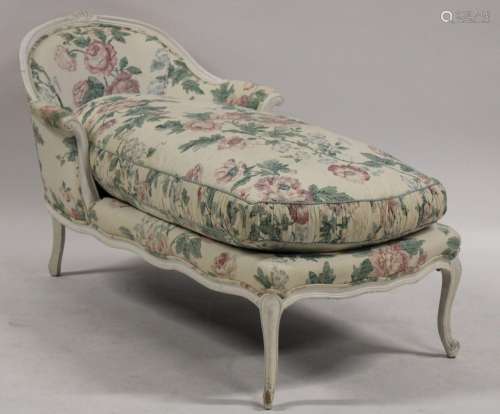 Louis XV Style White Painted Chaise.