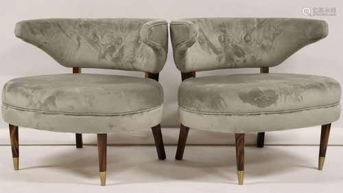 A Midcentury Style Pair of Upholstered Club Chairs