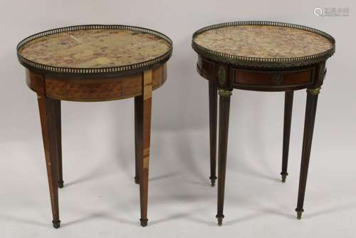 2 Antique Continental Marbletop Builloitte Tables