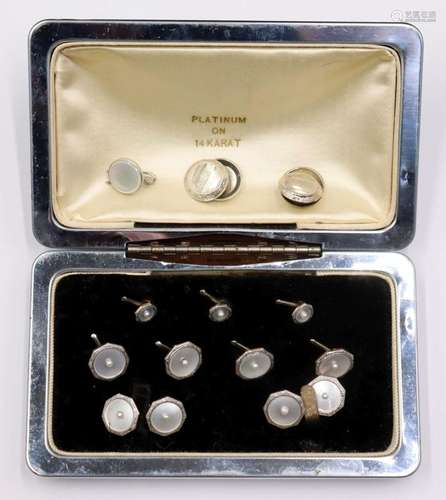 JEWELRY. Platinum Topped 14kt Gold Cufflink and