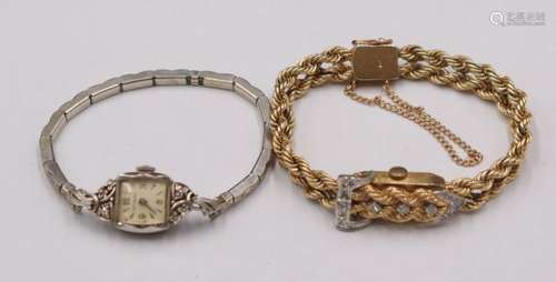 JEWELRY. Lady's Vintage 14kt Gold Watch Grouping.