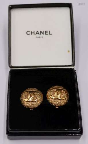 JEWELRY. Pair of Vintage Chanel Monogram Ear Clips