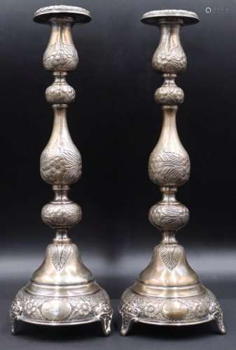SILVER. Pair of English Silver Candlesticks.