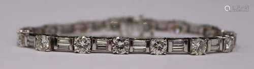 JEWELRY. Platinum and Diamond Line Bracelet.