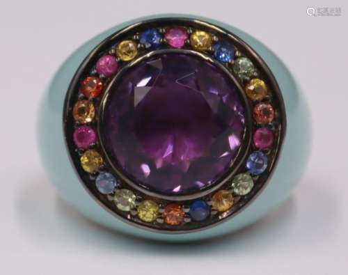JEWELRY. Effy Sterling Enamel and Colored Gem Ring