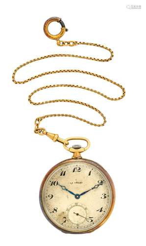 18K gold pocket watch 20th century Manual wind movement whit...