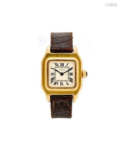 Cartier, Santos-Dumont Lady`s 18K gold wristwatch 1980s Dial...