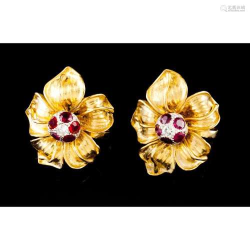 A pair of flower earrings