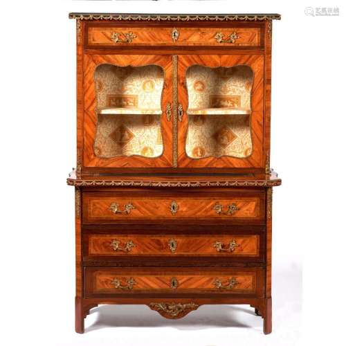 A Louis XV style secretary with an upper section