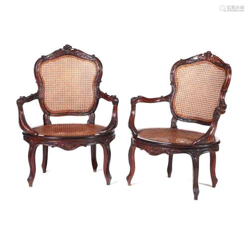 A pair of Louis XV style bergères "à la Reine"