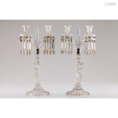 A pair of two branch candelabra