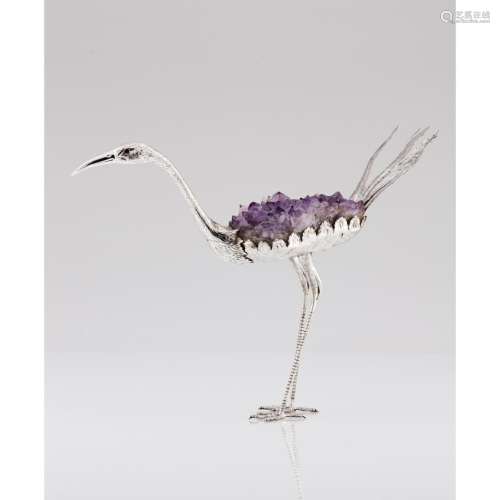 A long-legged bird sculpture
