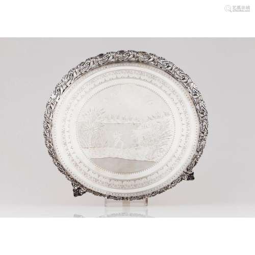 A four footed galleried salver