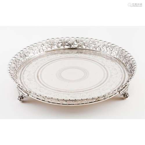 A three footed galleried salver