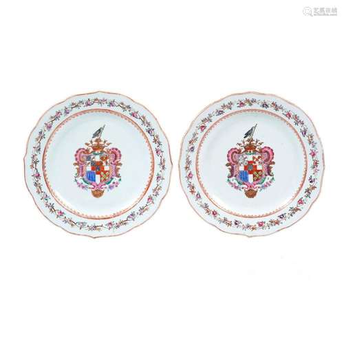 A pair of armorial plates