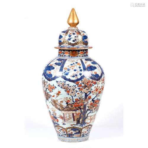An Imari vase with cover