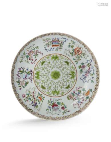 A Famille Rose "precious objects" plate China, 20t...