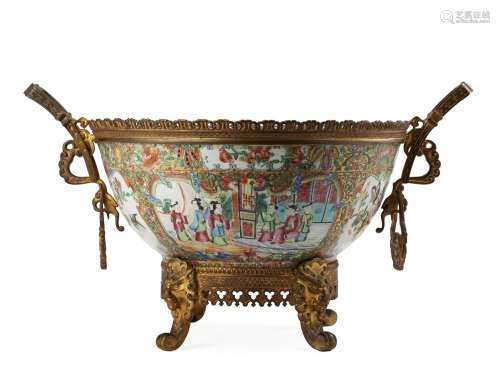 A porcelain canton bowl with gilt bronze mounts China