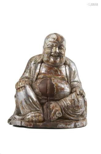 A lacquered and gilt wood figure of a Budai (major defects a...
